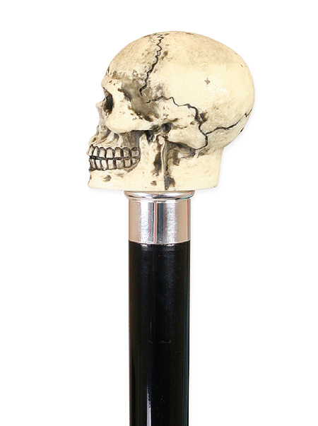 Macabre Skull Walking Stick - Silver