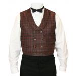  Victorian,Old West,Edwardian Mens Vests Red Synthetic Plaid Dress Vests |Antique, Vintage, Old Fashioned, Wedding, Theatrical, Reenacting Costume |