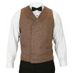  Victorian,Old West, Mens Vests Brown Tweed,Wool Blend Herringbone Dress Vests,Matched Separates,Tweed Vests |Antique, Vintage, Old Fashioned, Wedding, Theatrical, Reenacting Costume |