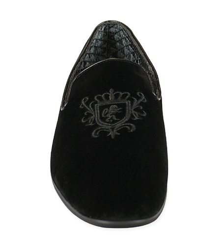 Velvet Loafer - Black Embroidered