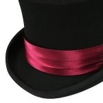  Victorian,Old West,Edwardian Mens Hats Burgundy,Red Satin Hat Bands |Antique, Vintage, Old Fashioned, Wedding, Theatrical, Reenacting Costume |