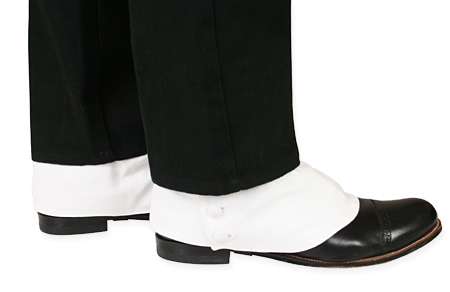 Premium Mens Button Spats - White Cotton (One Pair)