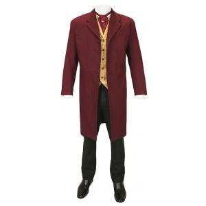  Victorian,Old West Mens Coats Burgundy,Red Cotton Solid Frock Coats |Antique, Vintage, Old Fashioned, Wedding, Theatrical, Reenacting Costume | Gifts for Him,Dickens