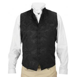  Victorian,Regency,Old West,Steampunk Mens Vests Black Satin,Microfiber,Synthetic Floral Dress Vests,Clerical Vests |Antique, Vintage, Old Fashioned, Wedding, Theatrical, Reenacting Costume |