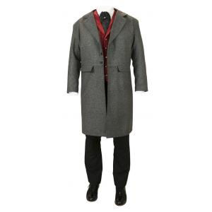  Victorian,Edwardian,Old West Mens Coats Gray Tweed,Wool Blend,Synthetic Herringbone Frock Coats,Matched Separates |Antique, Vintage, Old Fashioned, Wedding, Theatrical, Reenacting Costume | Dickens