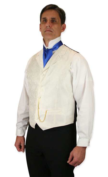 1800s Mens Ivory Paisley Notch Collar Dress Vest | 19th Century | Historical | Period Clothing | Theatrical || Klondike Vest - Cream