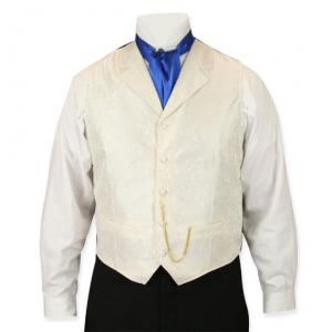  Victorian,Old West,Edwardian Mens Vests Ivory Satin,Microfiber,Synthetic Paisley Dress Vests |Antique, Vintage, Old Fashioned, Wedding, Theatrical, Reenacting Costume |