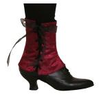  Victorian,Old West,Steampunk,Edwardian Ladies Footwear Burgundy,Red Satin,Microfiber,Synthetic Spats and Gaiters |Antique, Vintage, Old Fashioned, Wedding, Theatrical, Reenacting Costume |