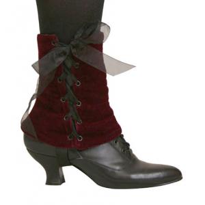  Victorian,Old West,Steampunk,Edwardian Ladies Footwear Burgundy,Red Velvet,Synthetic Solid Spats and Gaiters |Antique, Vintage, Old Fashioned, Wedding, Theatrical, Reenacting Costume |