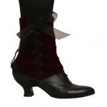  Victorian,Old West,Steampunk,Edwardian Ladies Footwear Burgundy,Red Velvet,Synthetic Solid Spats and Gaiters |Antique, Vintage, Old Fashioned, Wedding, Theatrical, Reenacting Costume |