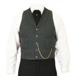  Victorian,Old West,Steampunk, Mens Vests Gray Cotton Stripe Dress Vests,Work Vests |Antique, Vintage, Old Fashioned, Wedding, Theatrical, Reenacting Costume |