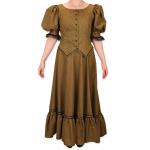 Victorian,Old West, Ladies Dresses and Suits Gold,Brown Satin,Synthetic Solid Dresses,Suits |Antique, Vintage, Old Fashioned, Wedding, Theatrical, Reenacting Costume |