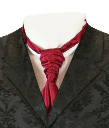 Wedding Mens Burgundy,Red Solid Cravat | Formal | Bridal | Prom | Tuxedo || Scrunchy Cravat - Burgundy