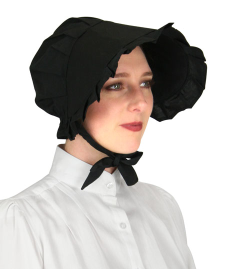 Wedding Ladies Black Cotton Bonnet | Formal | Bridal | Prom | Tuxedo || Cotton Sun Bonnet - Black