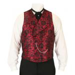  Victorian Mens Vests Red Satin,Microfiber,Synthetic Floral Dress Vests |Antique, Vintage, Old Fashioned, Wedding, Theatrical, Reenacting Costume | Gifts for Him
