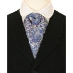 (disco)-Silk Puff Tie - Silver Paisley