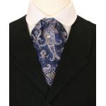 (disco)-Silk Puff Tie - Navy Paisley
