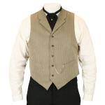  Victorian,Old West, Mens Vests Tan Cotton Blend Stripe Dress Vests |Antique, Vintage, Old Fashioned, Wedding, Theatrical, Reenacting Costume |