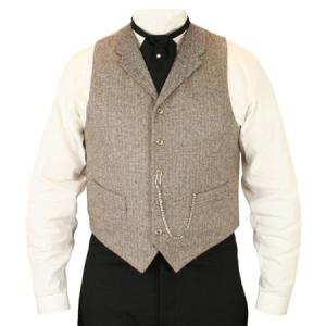  Victorian,Old West,Edwardian Mens Vests Tan,Brown Tweed,Wool Blend Herringbone Dress Vests,Work Vests,Tweed Vests |Antique, Vintage, Old Fashioned, Wedding, Theatrical, Reenacting Costume | Motorist,Aviator