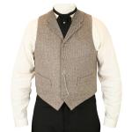 Victorian,Old West, Mens Vests Tan,Brown Tweed,Wool Blend Herringbone Dress Vests,Work Vests,Tweed Vests |Antique, Vintage, Old Fashioned, Wedding, Theatrical, Reenacting Costume | Motorist