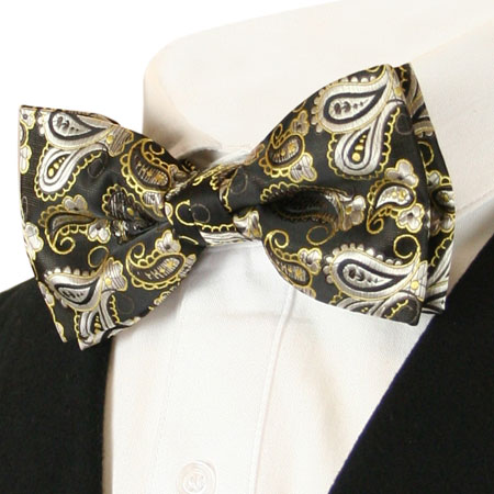 Chic Bow Tie - Black/Gold Paisley