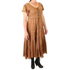  Victorian,Steampunk,Edwardian Ladies Dresses and Suits Tan,Brown Synthetic Print Dresses |Antique, Vintage, Old Fashioned, Wedding, Theatrical, Reenacting Costume |