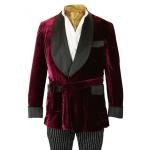 (disco)-Alistair Smoking Robe - Burgundy Velvet