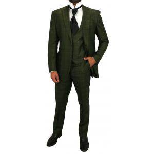  Victorian,Edwardian Mens Suits Green Synthetic Plaid Suits |Antique, Vintage, Old Fashioned, Wedding, Theatrical, Reenacting Costume | 1920s,Roaring 20s