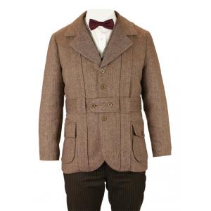  Victorian,Edwardian,Steampunk Mens Coats Brown Tweed,Wool Blend,Synthetic Herringbone Norfolk Jackets,Matched Separates |Antique, Vintage, Old Fashioned, Wedding, Theatrical, Reenacting Costume | Gifts for Him,Motorist,Vintage Golf,Aviator