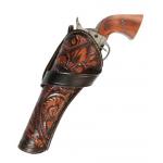 Western Holster - LH Cross-Draw (Long Barrel) - Two-Tone Brown Tooled Leather