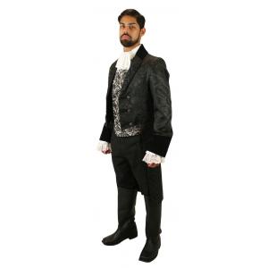  Victorian,Regency,Steampunk Mens Coats Black Satin,Synthetic Floral Tail Coats |Antique, Vintage, Old Fashioned, Wedding, Theatrical, Reenacting Costume | Gifts for Him