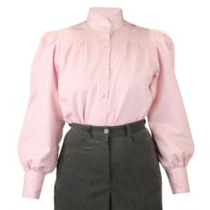  Victorian Ladies Blouses Pink,Red Cotton Plaid Traditional Fit Blouses,Colorful Blouses |Antique, Vintage, Old Fashioned, Wedding, Theatrical, Reenacting Costume |