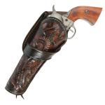 Western Holster - LH Cross-Draw - Two-Tone Brown Tooled Leather