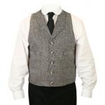  Victorian, Mens Vests Gray,Black Cotton Blend Herringbone Dress Vests |Antique, Vintage, Old Fashioned, Wedding, Theatrical, Reenacting Costume |