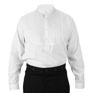  Victorian,Old West,Steampunk,Edwardian Mens Shirts White Cotton Solid Dress Shirts,Tuxedo Shirts |Antique, Vintage, Old Fashioned, Wedding, Theatrical, Reenacting Costume |