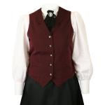  Victorian,Old West, Ladies Vests Burgundy,Red Cotton Stripe Dress Vests |Antique, Vintage, Old Fashioned, Wedding, Theatrical, Reenacting Costume |