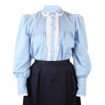  Victorian,Old West, Ladies Blouses Blue Cotton Solid,Lacy Traditional Fit Blouses,Colorful Blouses |Antique, Vintage, Old Fashioned, Wedding, Theatrical, Reenacting Costume |