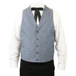  Victorian,Old West,Edwardian Mens Vests Blue Cotton Stripe,Herringbone Work Vests,Matched Separates |Antique, Vintage, Old Fashioned, Wedding, Theatrical, Reenacting Costume |