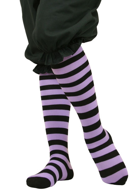Striped Stockings - Purple/Black Thigh Highs