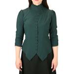 Victorian,Steampunk, Ladies Blouses Green Synthetic Solid Fitted Blouses,Fancy Blouses,Colorful Blouses |Antique, Vintage, Old Fashioned, Wedding, Theatrical, Reenacting Costume |