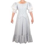  Victorian,Old West, Ladies Dresses and Suits Blue Cotton Floral Suits |Antique, Vintage, Old Fashioned, Wedding, Theatrical, Reenacting Costume |