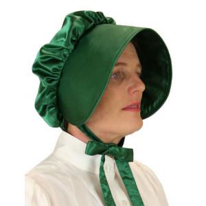  Victorian,Old West,Edwardian Ladies Hats Green Satin,Synthetic Solid Bonnets |Antique, Vintage, Old Fashioned, Wedding, Theatrical, Reenacting Costume | Dickens