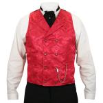  Victorian,Regency,Old West Mens Vests Red Satin,Microfiber,Synthetic Floral Dress Vests |Antique, Vintage, Old Fashioned, Wedding, Theatrical, Reenacting Costume |