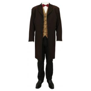  Victorian,Old West,Steampunk,Edwardian Mens Coats Brown Wool Blend,Synthetic Solid Frock Coats |Antique, Vintage, Old Fashioned, Wedding, Theatrical, Reenacting Costume | Dickens