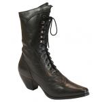 Ladies Leather Victorian Boot - Black