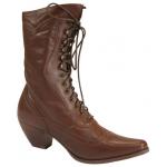 Ladies Leather Victorian Boot - Brown