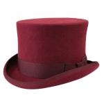  Victorian,Old West,Steampunk,Edwardian Mens Hats Burgundy,Red Wool Felt Top Hats |Antique, Vintage, Old Fashioned, Wedding, Theatrical, Reenacting Costume |