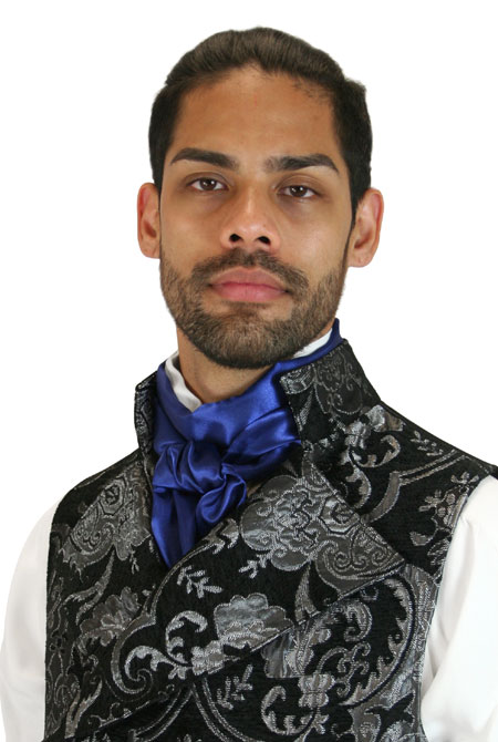 Victorian Mens Blue Solid Cravat | Dickens | Downton Abbey | Edwardian || Regal Cravat - Blue