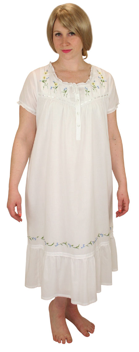 1800s Ladies White Cotton Floral Chemise,Sleep Wear | 19th Century | Historical | Period Clothing | Theatrical || Heidi Ladies Cotton Nightgown