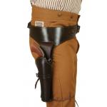 (.44/.45 cal) Western Gun Belt and Holster - RH Draw (Long Barrel) - Plain Brown Leather